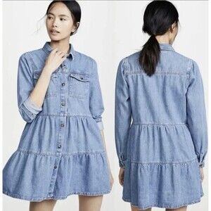 NWT Free People Nicole Denim Shirt Dress Size XS